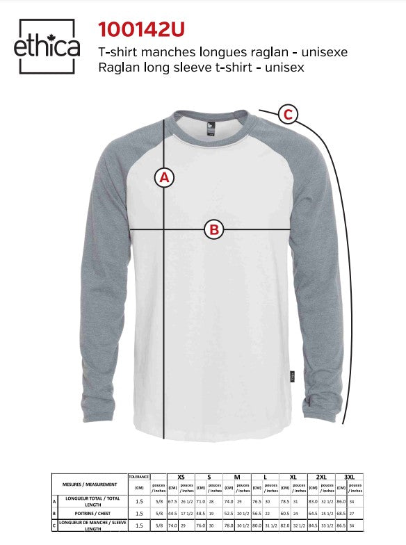 T-shirt manches longues raglan – Unisexe